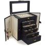 Kendal Huge Leather Jewelry Box/Case/Storage LJC-SHD5BK (Black)