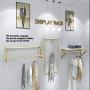 FURVOKIA Modern Simple Mens and Womens Clothing Store Heavy Duty Metal Display Stand,Wall-Mounted Garment Rack with Wood,Clothes Rail,Bathroom Hanging Towel Rack (Gold Square Tube, B)