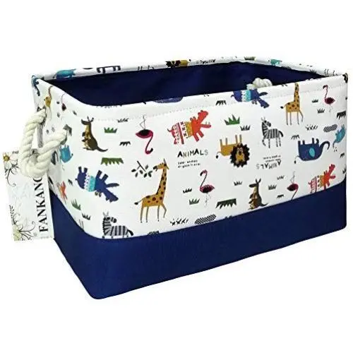 FANKANG Rectangular Fabric Storage Bin Boxes Laundry Basket with Dinosaur Prints for Nursery Storage, Storage Hamper, Book Bag, Gift Baskets (Animals)