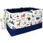 FANKANG Rectangular Fabric Storage Bin Boxes Laundry Basket with Dinosaur Prints for Nursery Storage, Storage Hamper, Book Bag, Gift Baskets (Animals)