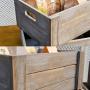 REVOLUMINI Decorative Wood Crates,Set of 4 Rectangle Storage Boxes, Nesting Storage Crates with Handles (Grey)
