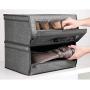 mDesign Stackable Fabric Closet Storage Organizer Shoe Boxes Bin - Modern Holder for Storing Mens and Womens Dress Shoes, Boots, Pumps, Sandals, Flats - Window, Hinged Lid, 4 Pack - Dark Gray