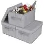 GRANNY SAYS Storage Bins for Shelves with Lids and Handles, Rectangle Storage Basket, Gray, Medium, 3-Pack
