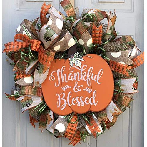 Fall Wreath Fall Thanksgiving Decor Thanksgiving Door Hanger Door Wall Decor Burlap Bowtique