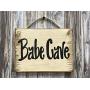 MINI MAN CAVE, Babe Cave, Man Cave, She Shed Sign, Cream Antique White Wood with twine hanger, 6X8 Reclaimed Wall HUMOR FUNNY Sign