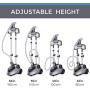 PurSteam Full Size Garment Fabric Steamer Professional Heavy Duty Industry Leading 2.5 Liter (85 fl.oz.) Water Tank Producing Over 60min of Continuous Steam with 4 Level Steam Adjustment