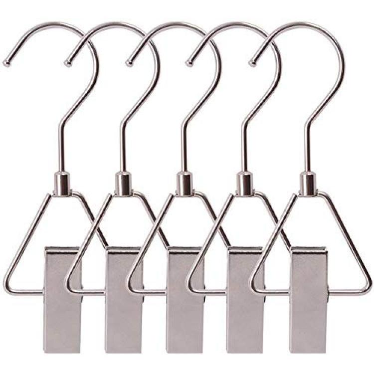 Aligle Energy Chrome Steel Heavy Duty Hanger Clips Hooks Portable Laundry  Hook 360° Swivel Joint