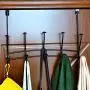 Mebbay 2 Pack Over The Door Hook Rack, Heavy Duty Organizer Hooks, Over Door Hanger for Clothes, Coats, Towels, Hats or Handbags - 5 Dual Hooks, Bronze
