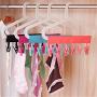 Yansanido Pack 2Bathroom Folding Clothes Hanger Drying Hanger 6 Clips Drip-dry Airing-out (2pcs Rose Red)