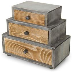 MyGift 3-Drawer Rustic Wood Office Storage Organizer