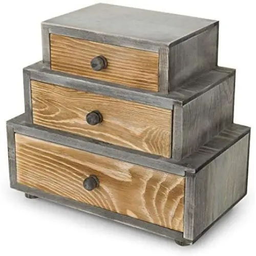 MyGift 3-Drawer Rustic Wood Office Storage Organizer MyGift 3-Drawer Rustic Wood Office Storage Organizer