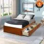 Wood Platform Bed with 3 Drawers - Twin Storage Bed Wood Slat Support, No Boxes Spring Needed Wood Platform Bed with 3 Drawers - Twin Storage Bed Wood Slat Support, No Boxes Spring Needed