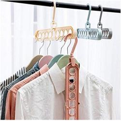 10pcs Random Color Multi-Function 9-Hole Sliding Clothes Hanger Sorting Drying Rack Hook Organizer Decoration