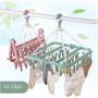 32 Clips Drying Rack Sock Holder Portable Windproof Towel Folding Cloth Hanger Rack Clothespin Wardrobe Storage Cloth Hangers 3pcs Random Color