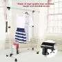 Shwk Collapsible Single Rail Adjustable Clothes Hanger Rolling Garment Rack Duty Rail Shwk Collapsible Single Rail Adjustable Clothes Hanger Rolling Garment Rack Duty Rail