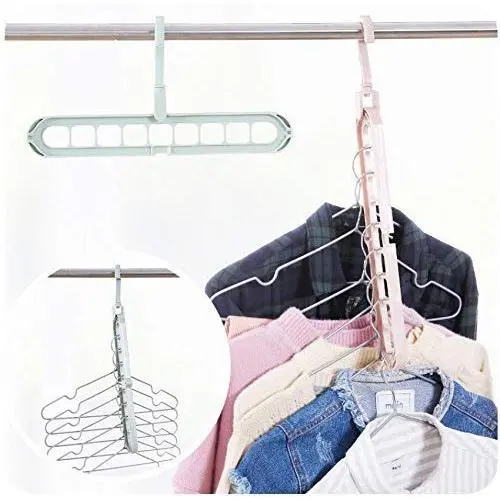 10pcs Random Color 9 Holes Space Saver Plastic Magic Hanger Clothes Rack Clothing Hook Closet Organizer Creative Folding Wardrobe Storage Hangers 10pcs Random Color 9 Holes Space Saver Plastic Magic Hanger Clothes Rack Clothing Hook Closet Organizer Creative Folding Wardrobe Storage Hangers