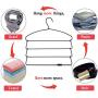BESTOOL Hangers - Heavy Duty Pant Hangers - Non Slip Space Saving Trouser Hanger Wire Stainless Steel Flocked Hangers for Men Women and Kids Clothes - 4 Tier Laundry Closet Hanger (6 Pack)