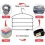 BESTOOL Hangers - Heavy Duty Pant Hangers - Non Slip Space Saving Trouser Hanger Wire Stainless Steel Flocked Hangers for Men Women and Kids Clothes - 4 Tier Laundry Closet Hanger (6 Pack)