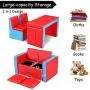 HONEY JOY Kids Sofa, 2-in-1 Multi-Functional Kids Table & Chair Set, 2 Seat Couch with Storage Boxes for Boys & Girls