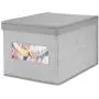mDesign Decorative Soft Stackable Fabric Closet Storage Organizer Holder Boxes - Clear Window, Lid, for Child/Kids Room, Nursery - Large, Collapsible Foldable - Herringbone Print - Gray mDesign Decorative Soft Stackable Fabric Closet Storage Organizer Holder Boxes - Clear Window, Lid, for Child/Kids Room, Nursery - Large, Collapsible Foldable - Herringbone Print - Gray