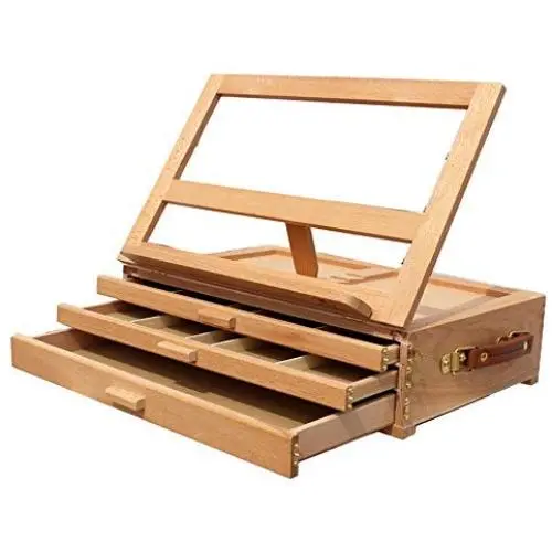 Goujxcy Wooden 3 Drawers Storage Boxes Easel, Portable Wood Artist Desktop Case with Fold Down Canvas Easel Book Stand - Store Art Paint, Markers, Pens, 4 Angle Adjustable, Premium Beechwood Goujxcy Wooden 3 Drawers Storage Boxes Easel, Portable Wood Artist Desktop Case with Fold Down Canvas Easel Book Stand - Store Art Paint, Markers, Pens, 4 Angle Adjustable, Premium Beechwood