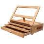 Goujxcy Wooden 3 Drawers Storage Boxes Easel, Portable Wood Artist Desktop Case with Fold Down Canvas Easel Book Stand - Store Art Paint, Markers, Pens, 4 Angle Adjustable, Premium Beechwood