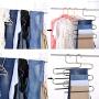 BEWISHOME 6 Pack Pants Hangers,Space Saving Pants Hanger with 10 Clips, Multi-layer Stainless Steel Clothes Hangers for Jeans,Ties,Towels,FKC01W