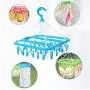 Wardrobe Storage Cloth Hangers 3pcs Random Color 32 Clips Portable Socks Cloth Hanger Rack Clothespin Multifunctional Drying Rack Sock Holder
