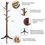 Vlush Free Standing Coat Rack, 8 Hooks Wooden Coat Hat Tree Coat Hanger Holder Enterway Hall Tree with Solid Rubber Wood Base for Coat, Hat, Clothes, Scarves, Handbags, Umbrella-Coffee