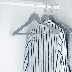 Harbour Housewares Wooden Coat/Clothes Hangers - Trouser Bar & Notches - Grey - Pack of 10