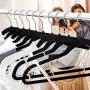 Casart Non-Slip Velvet Hangers with Indent, Perfect for Clothes, Suits and Pants, Black,100pcs