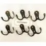 20 Pieces Double Prong Robe Hook Rustic Hooks Retro Cloth Hanger with 40 Pieces Screws, Bronze Color