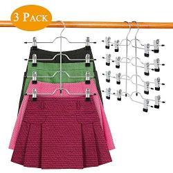 DOIOWN Skirt Hangers 4 Tier Pants Hangers Space Saving Hangers Closet Organizer for Skirt, Pants(3 Pieces) (3 Pieces)