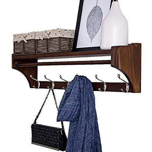 Wall-Mounted Coat Rack,Solid Wood Coat Stand Wall Hanging Living Room Shelf Multi-Purpose Clothes Hook Hanger Holder (Size : 65.5cmx15cmx20cm)