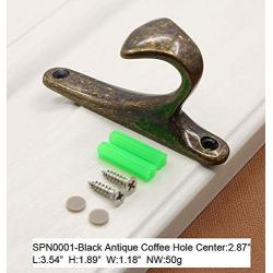 KFZ Coat Hook Hat Hook Clothes Hook,Bath Towel Hook,HAO-SPN0001 Zinc Alloy Hanger (1 Pack, SPN0001-Black Antique Coffee)