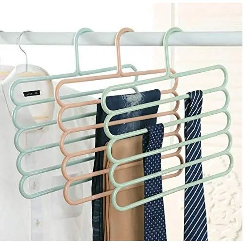 10pcs Random Color Pants Hangers Holders Multifunction Trousers Hanger Storage Rack Clothes Hanger Tie Scarfs Belt Towel Non-Slip Magic Hanger