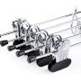 Amber Home 13 Inch Add-On Heavy Duty Stackable Metal Slacks Pants and Skirt Hanger Chrome with Extra Strong Non-Slip Adjustable Clips (20 Pack)