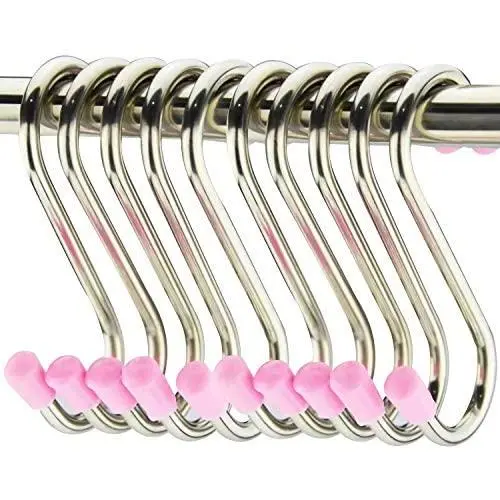 S Hooks for Hanging, Stainless Steel S Hooks, S Shaped Heavy Duty Hanging Hanger Closet Hooks for Jeans, Kitchen, Bathroom, Plants, 10 Pack, 4.3''