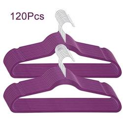 Eduton Black/Purple Velvet Non-Slip Thin Clothes Clothing Hangers Space Saving Closet Storage Helper Household (Black)