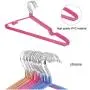 Multifunction kitchen case 10 PCS Household Stainless Steel PVC Coating Anti-skid Traceless Clothes Drying Rack (Pink)，Groove design on both sides of clothes hanger makes it useful for small clothes,