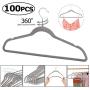 Anya Nana 100Pcs Gray Hangers Velvet for Clothes Dress Suit Shirt Pants Hangers Flocked Plastic Skirt Hanger AN2049