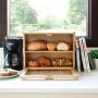 LAURAS GREEN KITCHEN Large Bread Box: Bamboo Bread Boxes with Clear Front Window - Farmhouse Style Bread Holder for Kitchen Counter - Double Layer Bread Storage Bin Holds 2 Loaves (Self-Assembly)
