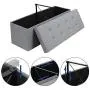SONGMICS Folding Storage Ottoman Bench Storage Chest Foot Rest Stool with Metal Support, Holds up to 660lb, Light Grey ULSF77G