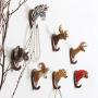 Bueer Creative Resin and Iron Rustic Vintage Animal Head Wall Mounted Hanger Iron Rack Cloth Coat Scarf Towel Bag Key Wall Hooks Rack Bathroom Kitchen Decoration