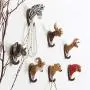 Bueer Creative Resin and Iron Rustic Vintage Animal Head Wall Mounted Hanger Iron Rack Cloth Coat Scarf Towel Bag Key Wall Hooks Rack Bathroom Kitchen Decoration