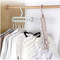 10pcs Random Color 9 Holes Clothes Coat Hanger Organizer Multi-Port Support Clothes Drying Racks Plastic Cabinet Storage Rack Hangers for Clothes