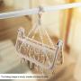 Nannday Drying Rack, 32 Clips Folding Clothes Hanger Windproof Socks Underwear Hook Anti-Slip(Beige)