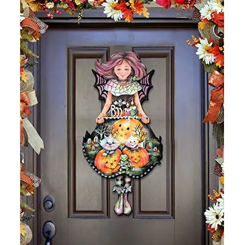 Fall Decor Outdoor Halloween Wooden Door Hanger by Jamie Mills Price - Wall decor 8457412H