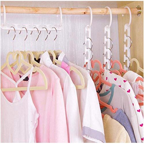 10Pc Space Saving Hanger Plastic Cloth Hanger Hook Multipurpose Magic Clothes Hanger with Hook