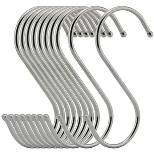 LOYMR 10 Pack 4.9 Inches Extra Large S Shape Hooks Heavy-Duty Metal Hanging Hooks Apply Kitchenware Bathroom Utensils Plants Towels Gardening Multiple uses Tools (Silver)